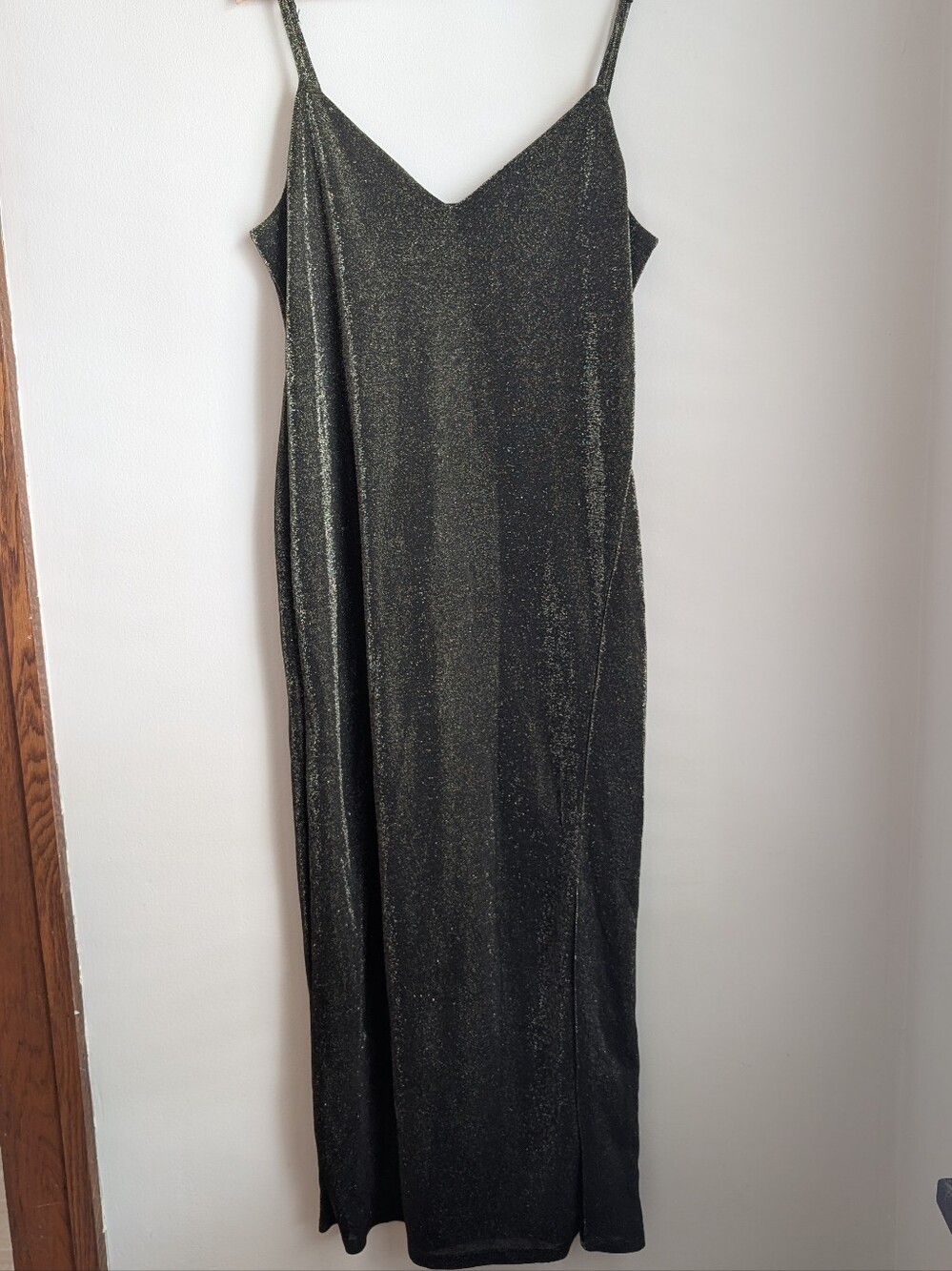 Eloquii Black Metallic Slip Maxi Dress